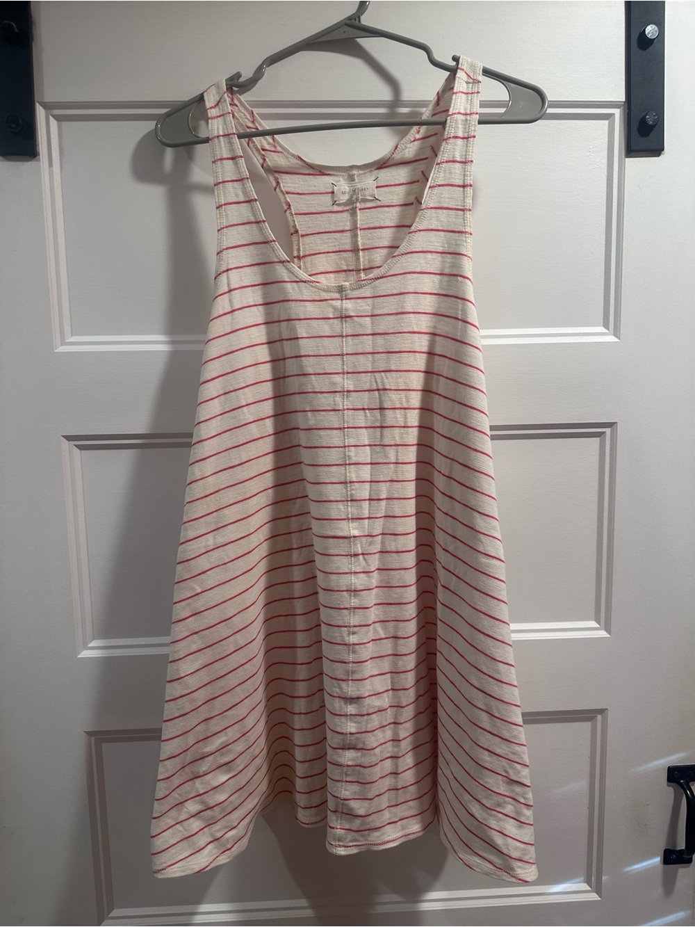 Lou & Grey Striped Sleeveless Swing Tank Dress - Cream with red Stripes